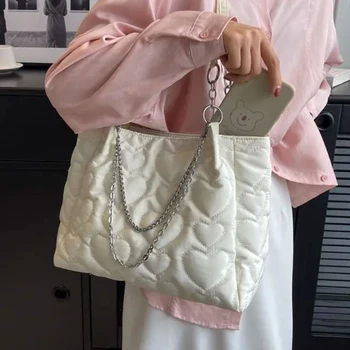 Nylon Casual Tote Bags Zipper Women's Bag 2024 Висококачествена твърда чанта Вериги за шевни конци Чанти за рамо Totalizador Изображение