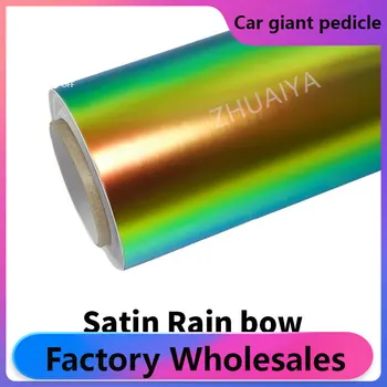 Rainbow & Holographic Chrome BlueVinyl Wrap филм опаковъчен филм ярък 152 * 18m качество на ролката Гаранция, покриваща филм voiture Изображение