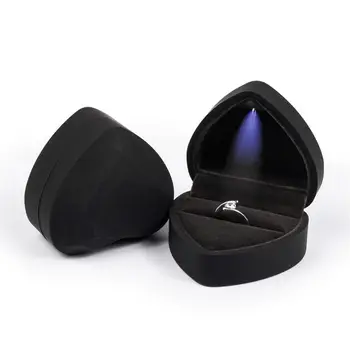 Ring Box с Led Light бижута подарък кутия с Led светлина сърце форма Led пръстен кутия преносим случай за предложение годежна сватба Изображение