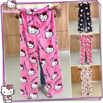 Sanrio Hello Kitty Дамски домашни панталони 2023 Есенни пижами Панталони Карикатура Аниме Мода Удобни Y2K сладко момиче панталони подарък Изображение