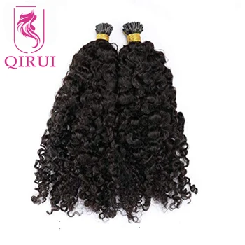 Sassy Curly I Tip Hair Extensions 100 кичура Remy бразилски микровръзки човешка коса кератинова коса черен кафяв цвят 8-30inch Изображение