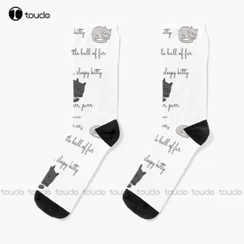 Soft Kitty, Warm Kitty Socks Thin Socks Men Unisex Adult Teen Youth Socks Персонализиран персонализиран 360° цифров печат Изображение