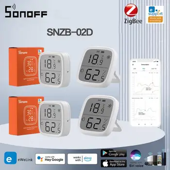 SONOFF SNZB02D Zigbee LCD сензор за влажност Интелигентен термометър Хигрометър Дистанционно управление в реално време Поддръжка Алекса Гугъл Изображение
