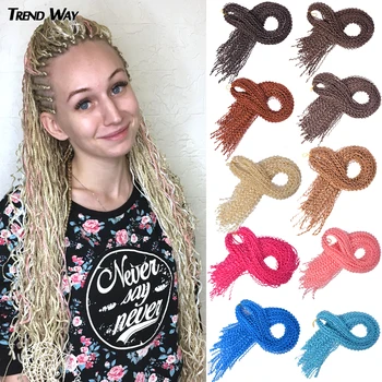 Trend Way синтетични разширения плетене коса блондинка за жени блондинка къдрава кутия плитки Zizi плетене на една кука коса черен 25inch 50g / пакет Изображение