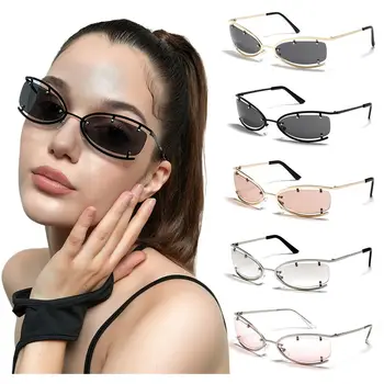 UV400 очила Shades Rimless Wrap Около 2000-те пънк слънчеви очила Слънчеви очила Y2K слънчеви очила Изображение