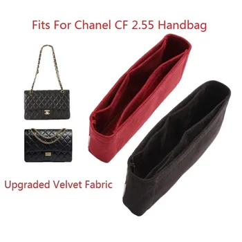 Velvet Fabric Inner Liner Bag Organizer Подходящ за CC Classic 2.55 чанта CF грим чантаTravel чанта преносими козметични чанти Изображение