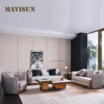 Velvet диван комплект италиански минималистичен светлина луксозен прост фланелен тапициран диван 3 местен диван за хол мебели за дома Изображение
