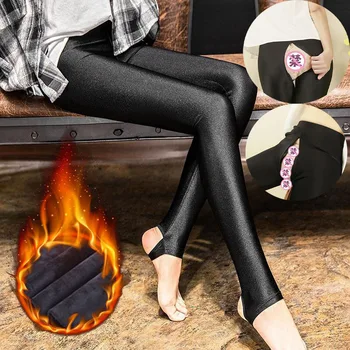 Winter Velvet Glossy Invisible Open Crotch Outdoor Sex Pants Leggings Push Up Women Sexy Panty-Hose High Waist Thermal Stockings Изображение