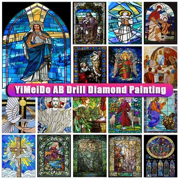 YiMeiDo 100% кристал DIY диамант живопис религиозна мозайка 5D пълен кръг диамант бродерия икона кръстат бод комплект DIY изкуство подарък Изображение