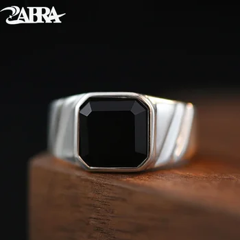 ZABRA S990 Сребърен черен пръстен Мъжки модерен тренд Личност Мъжки аксесоари Хип-хоп мода Регулируема Изображение