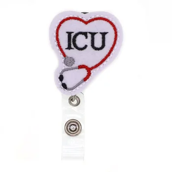 Безплатна доставка Сърдечен стетоскоп ICU прибиращ се филц ID значка притежателя макара Изображение