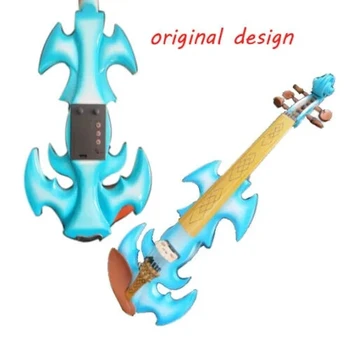 Висококачествен син цвят фантазия Песен изкуство рационализиране 5 струни 4/4 електрическа цигулка Изображение