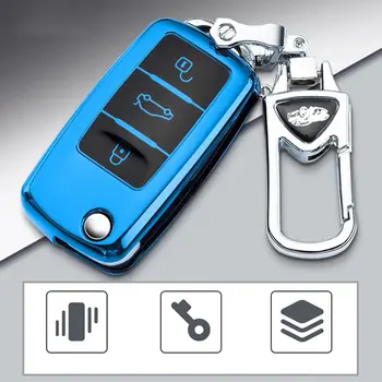 Водоустойчив капак за ключ за кола Устойчив на разбиване TPU Remote Key Cover за VW / Polo / Tiguan / Jetta / Lavida / Sagitar Изображение