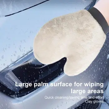 Вълна Меки ръкавици за измиване на автомобили Микрофибърни ръкавици Плюшена ръкавица Четки за детайлизиране на кърпи Гъба Инструменти Консумативи за автомивки Изображение