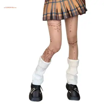 Дамски ултра-тънък прозрачен чорапогащник естетически татуиране печат шарени отвесни чорапогащи клинове чорапи клубно облекло Изображение