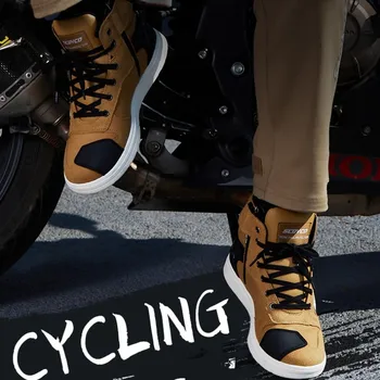 Дишащи ботуши 2023 Сапатос за мъже Водоустойчиви обувки за мотокрос Stivali глезена защита трайни нехлъзгащи се еднолични мотоциклетни ботуши Изображение