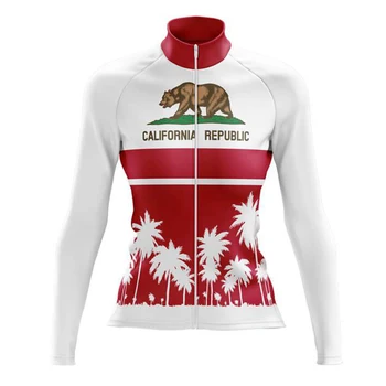 Жени 2023 Калифорния Колоездене Джърси дълъг ръкав велосипед MTB спускане ризи Road Bike Спортно облекло Изображение