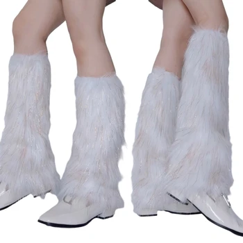 Жените кожи крак топло зимата космати дълги ботуши маншети размита обувка покритие парти костюм за празничен фестивал изпълнения Play Изображение