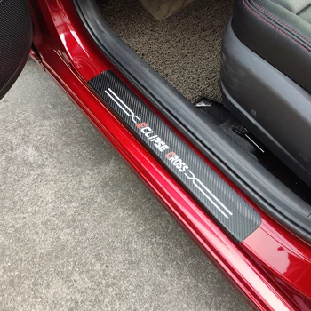 За Mitsubishi Eclipse кръст кола стикер авто врата перваза педал въглеродни влакна текстура аксесоари кожени тапицерия протектори плоча Изображение