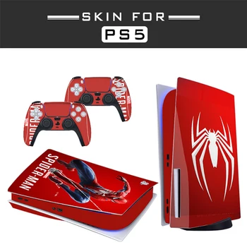 за PS5 Disk Edition Стикер за кожа от въглеродни влакна Decal Cover за PS5 конзола и 2 контролера Изображение