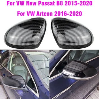 За VW Passat B8 Caps 2016 2017 2018 2019 2020 Черни капаци на страничните огледала (лъскава перла черна) за цвят от въглеродни влакна Изображение