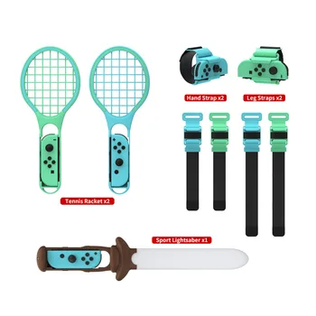 За превключвател дръжка тяло фоточувствителен меч + спортна каишка + тенис ракета + маншет 7 в 1 спортен комплект Изображение