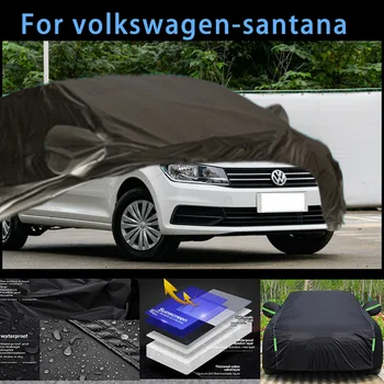 За Фолксваген-Сантана Външна защита Пълна автомобилна покривка Снежна покривка Сенник Водоустойчив прахоустойчив екстериор Аксесоари за кола Изображение