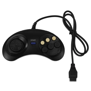 Класически ретро 6 бутона Кабелна дръжка Контролер за игри Геймпад Джойстик Джойпад за Sega Md2 Pc Mac Mega Drive Аксесоари за игри Изображение