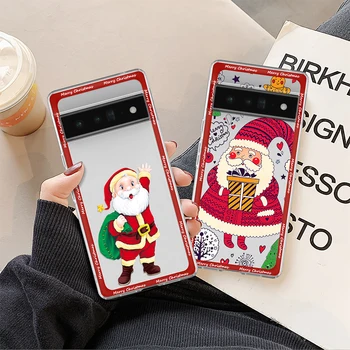 Коледа Дядо Коледа телефон случай за Google Pixel 8 8Pro 7a 7Pro 7 6a 6 6Pro 5a 5G 3 3a 4a XL мек силиконов капак ясно Capinha Изображение