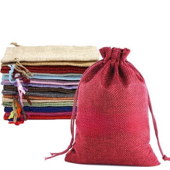  конопена чанта шнур уста чанта за съхранение Играйте бижута бижута опаковки прост дизайн малка платнена чанта Изображение