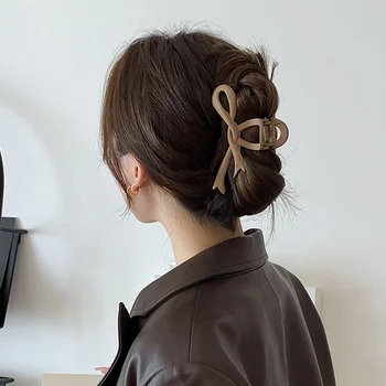 конска опашка лък голяма коса нокът мода кръст коса клипове шноли аксесоари за коса панделка стил момичета корейски прическа раци Изображение