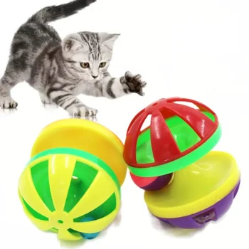 Котка играчка котка звънец топка играчки интерактивни смешно пластмасови котка джингъл топка играчка котка аксесоари котка играчки за котки коте случаен цвят Изображение