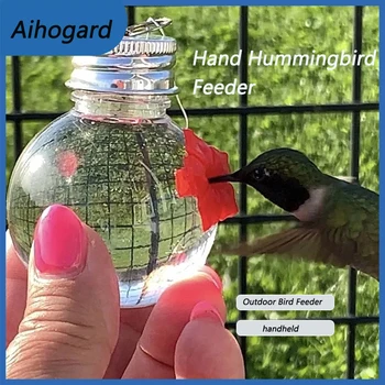 кръгла птица хранилка пластмаси висящи птица фидер бутилка на открито ръчни колибри хранилка градински аксесоари Изображение