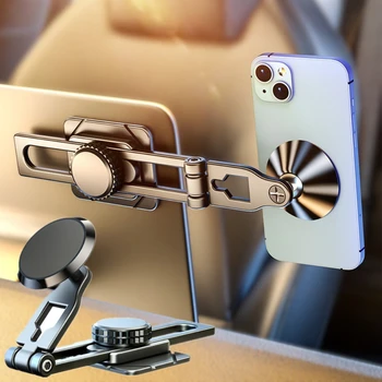 Магнитен държач за телефон за кола Tesla Модел 3/X/Y/S Табло за управление на екрана на автомобила Сгъваем скрит монтаж за мобилен телефон 360° въртящ се Изображение