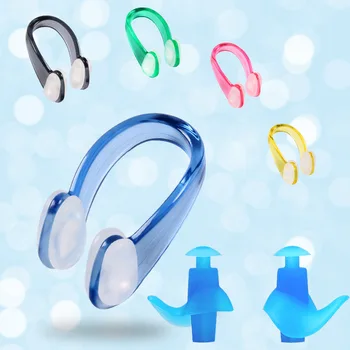 Мек и удобен комплект за уши за нос за плуване, силиконова водоустойчива защита, C729 Изображение
