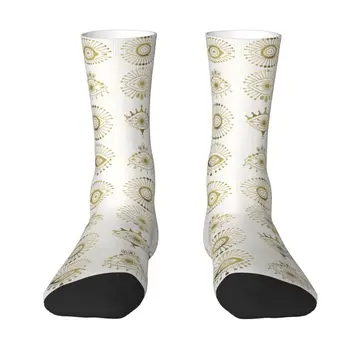 Модни мъжки бохо зли очи Hamsa рокля чорапи унисекс топло удобно 3D печат злато палитра марокански Мароко екипажа чорапи Изображение