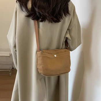 Момиче рамо чанта проста мода единична чанта за рамо женски колеж студенти пазаруване пътуване свободно време платно crossbody чанта Изображение