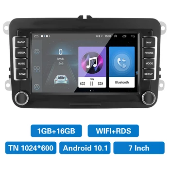Мултимедиен плейър Android 10.1 2 Din 7 инчов Bluetooth WiFi GPS за VW / Volkswagen Seat Skoda Golf Passat 1G + 16G Car Radio Изображение