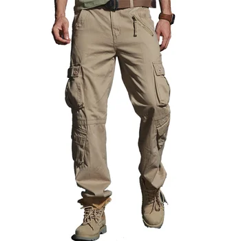 Мъжки пролет хлабав армия тактически карго панталони мулти-джоб дълги панталони Pantalon Homme мъжки военни гащеризони панталони плюс размер 40 Изображение