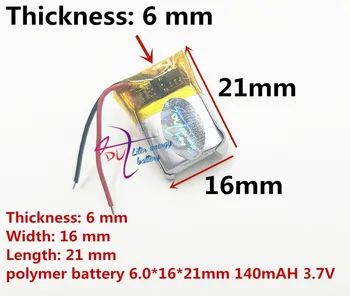  най-добрата марка батерии Размер 601621 3.7V 140mah литиево-полимерна батерия със защитна платка за Bluetooth слушалки Дигитални продукти Изображение