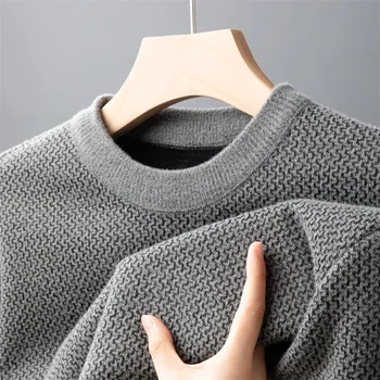 Нов мъжки случаен пуловер моден пуловер есен и зима топъл връх Изображение