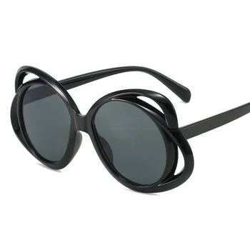 Нови овални слънчеви очила Дамски уникални модни нюанси UV400 Дизайнер на марката Градиент Мъже Слънчеви очила Кухи личностни очила Изображение