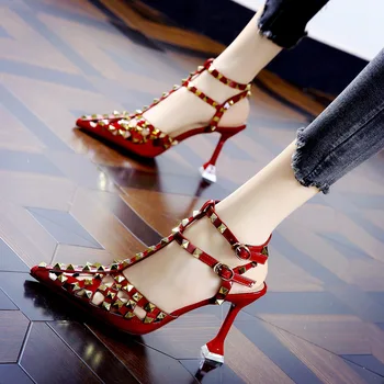 Обувки Жена 2023 Летни дами високи токчета Валентин обувки женски заострени пръсти помпи за дамски обувки Zapatos Chaussure Femme Изображение