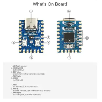Оригинален модул за разработка на Raspberry Pi PICO RP2040-Zero мини микроконтролер двуядрен Cortex M0+ процесор 2MB FlashUSB Изображение