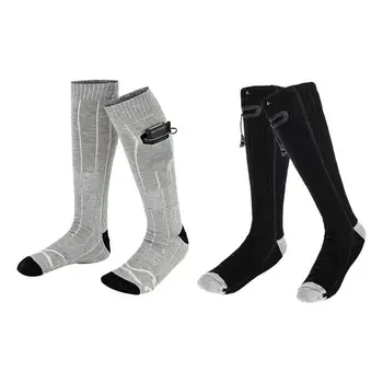 отопляеми чорапи акумулаторни електрически отопляеми чорапи 4000 MAh батерии захранвани студено време отопляеми чорапи за мъже жени открит езда Изображение