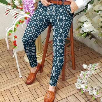 Панталони Мъжки панталони Есен Бизнес Ежедневни Stretch Лятна работа 3D отпечатани Елегантна мода Официални панталони Полиестер Изображение