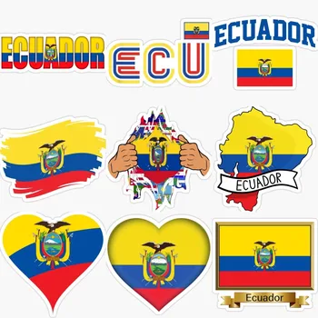 Персонализиран размер Еквадор ECU флаг карта емблема стикери за мотоциклет кемпер ван велосипед велосипед лаптоп кола камион каска кемпер стикер Изображение