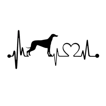 Персонализирани модни стикери за кола Creative Greyhound Heartbeat Dog PVC подходящ за всички видове авто водоустойчиви стикери украсяват Изображение