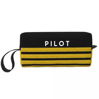 пилот капитан ивици грим чанта торбичка козметична чанта мъже жени авиация авиатор тоалетна чанта Dopp комплект Изображение