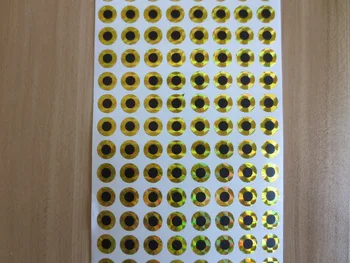 Пластмасови плоски рибни очи 6mm 7mm 8mm 9mm 10mm Golden 2D стик-он примамка очи Изображение